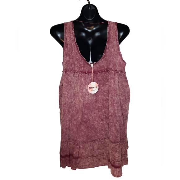 Hayden Burgundy Oversized Flowy Tank Dress Medium NWT - Picture 2 of 3